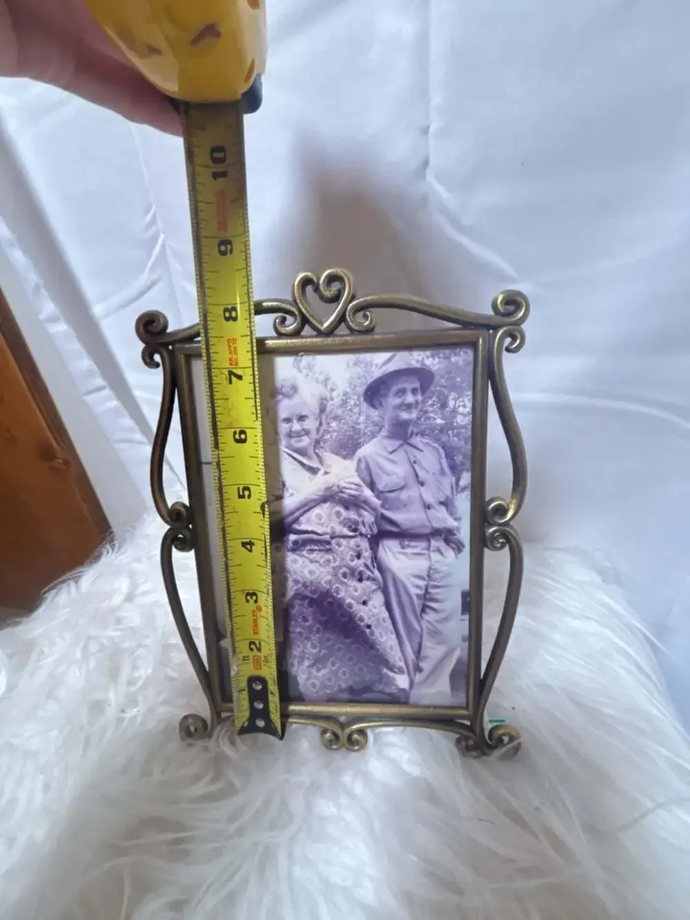Vintage Brass Ornate Picture Frame with Heart Top
